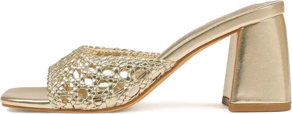 Mattiventon Block Heels for Women Mesh Heeled Sandals