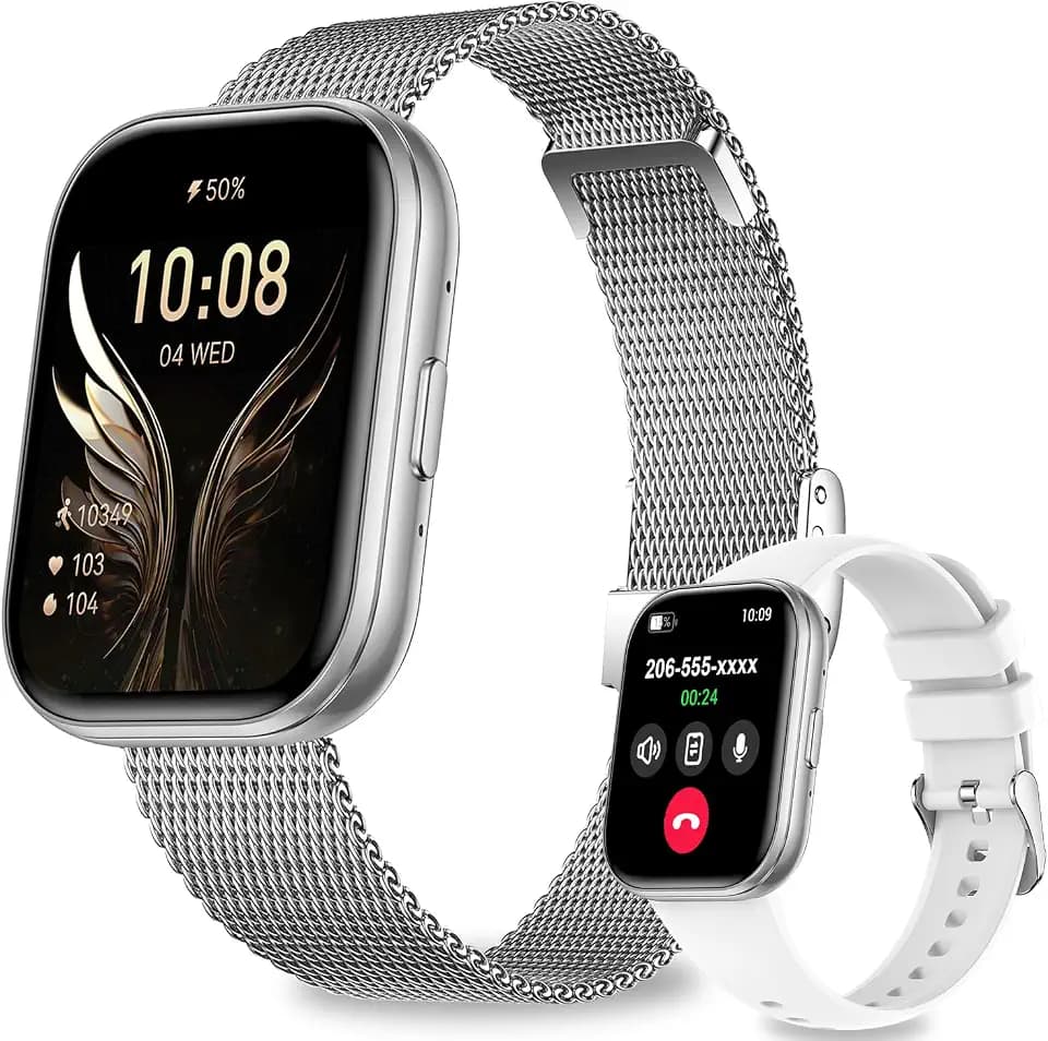 Smartwatch Damen Herren mit Telefonfunktion, 1.75" Touchscreen Fitness Tracker Smartwatch mit 120+ Sportmodi, Herzfrequenz, SpO2, Menstruationszyklus, IP68 Fitnessuhr iOS Android