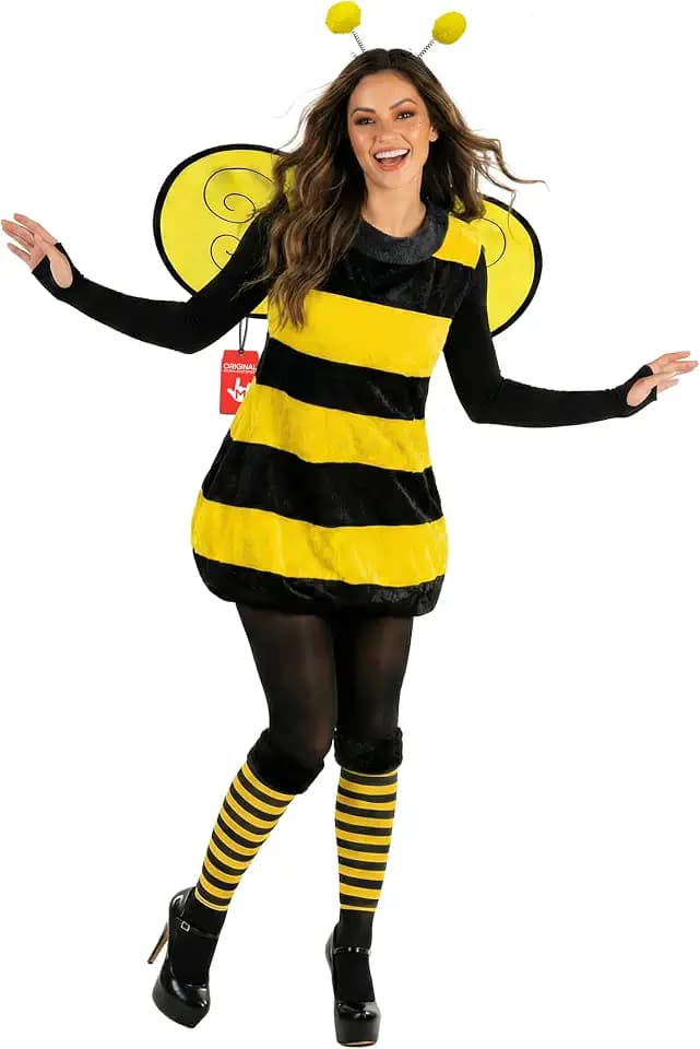 Morph Bienenkostüm Damen, Gestreiftes Halloween Kostüm Damen
