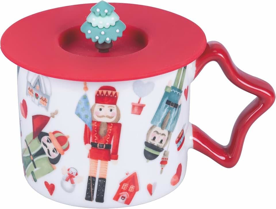 Villa d'Este Home Tivoli Becher 280ml New Bone China Porzellan Deckel Silikon XMas