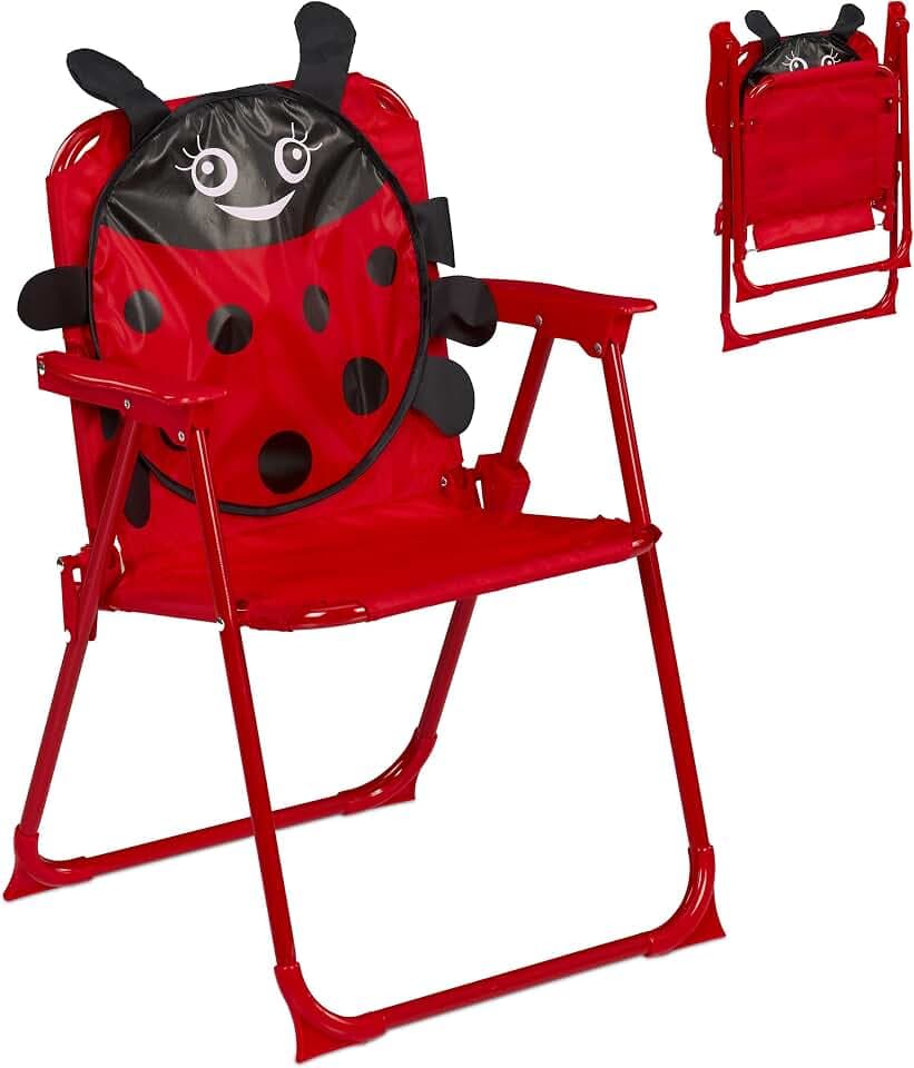 Relaxdays Kinder Klappstuhl, Campingstuhl mit Motiv, HBT: 51,5x36x37,5 cm, Picknickstuhl Outdoor, Faltstuhl, bunt
