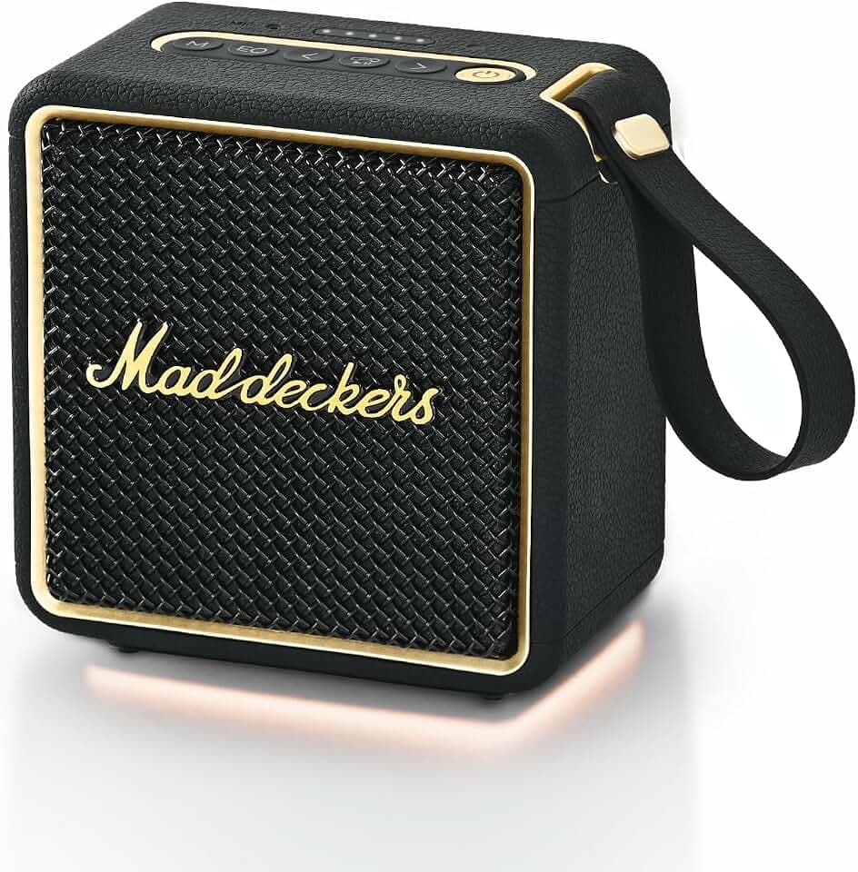 MG II Upgrade Bluetooth Lautsprecher, 24W RMS, Bluetooth 6.0, DSP-Klang, IP67 wasser- und staubgeschützt, 17+ Akkulaufzeit, RGB-Licht, TWS Stereo, 3 EQ-Modi, USB-C, AUX/TF/USB (Schwarz & Messing)