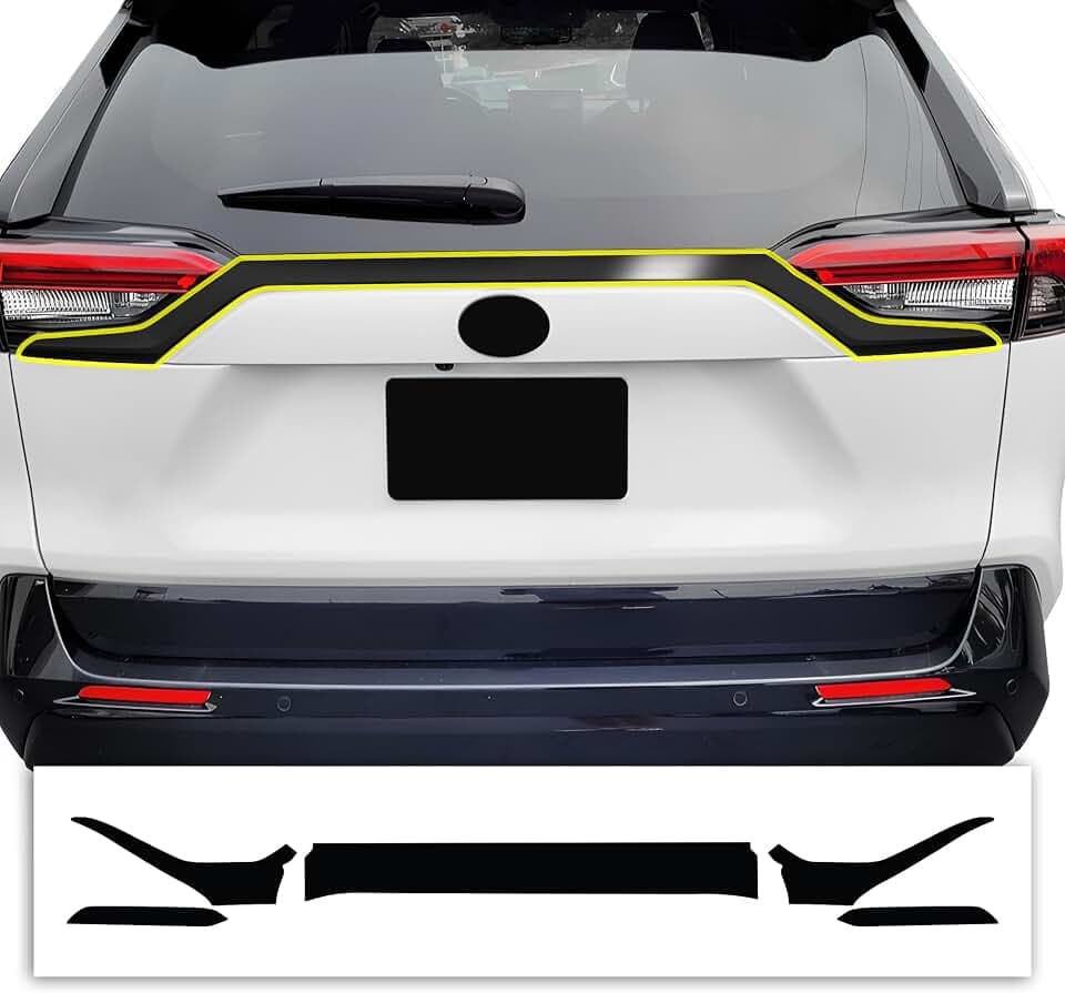 BOGAR TECH DESIGNS for Toyota Rav4 2019-2025 Rear Trunk Chrome Delete – Precut Vinyl Trim Overlay, Gloss Black Blackout Upgrade