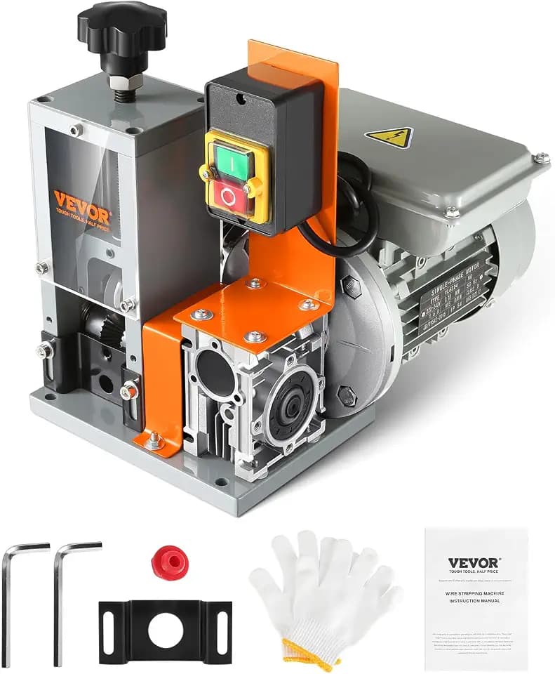 VEVOR Kabelabisoliermaschine Elektrisch 1,5-25mm Kabelschälmaschine 180W Abisoliermaschine 18m pro Minute Geschwindigkeit Abisolierzange 65-Mn-Federstahl Klinge Ideal zum Abisolieren von Kupferdraht