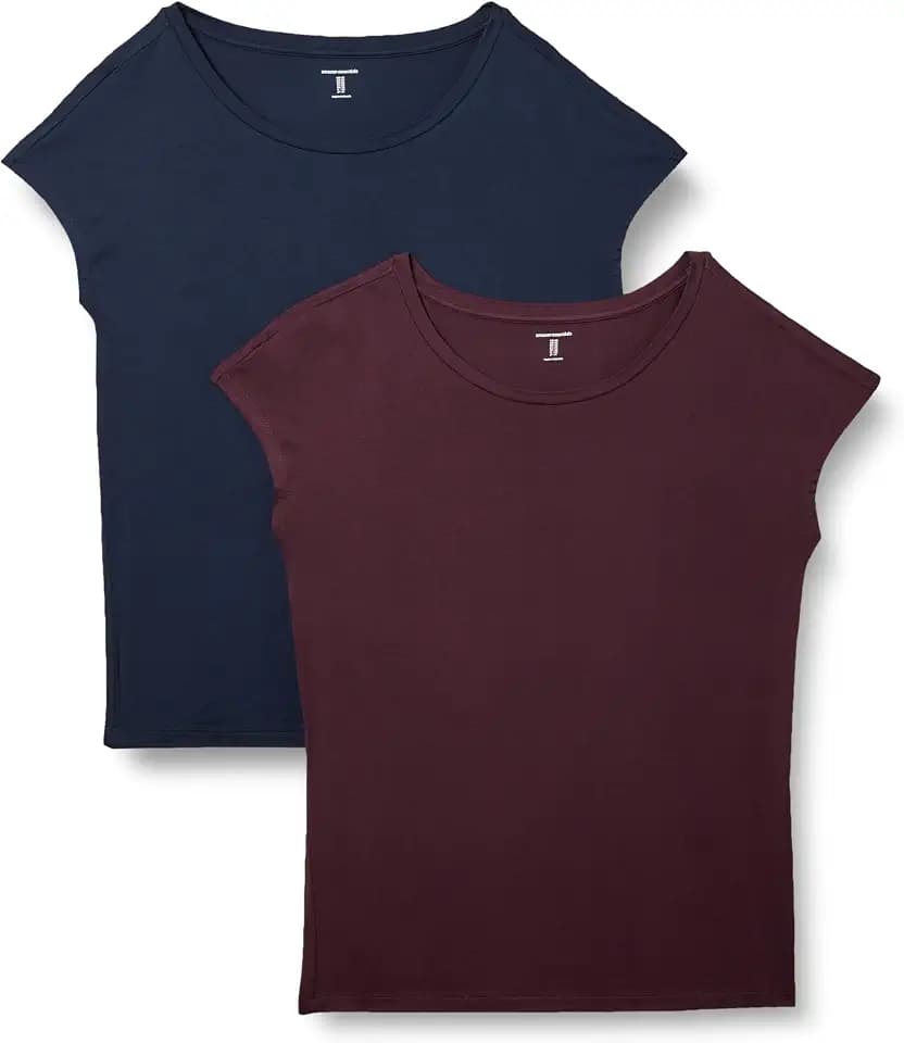 Amazon Essentials Women's Jersey Regular-Fit Short-Sleeve Boat-Neck Dolman T-Shirt, Pack of 2
