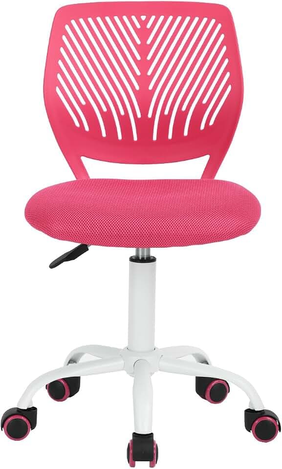 Homy Casa Schreibtischstuhl, verstellbarer Drehstuhl, Bürostuhl, Stoffsitz, ergonomischer Arbeitsstuhl ohne Armlehne, Rosa