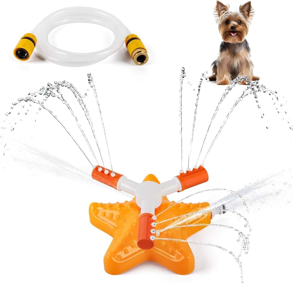 ALL FOR PAWS Dog Sprinkler Toy, Outdoor Water Dispenser for Dogs, 360 Degree Rotating Water Sprinkler for Puppy, Perfect Summer Dog Toy for Lawn and Cooling