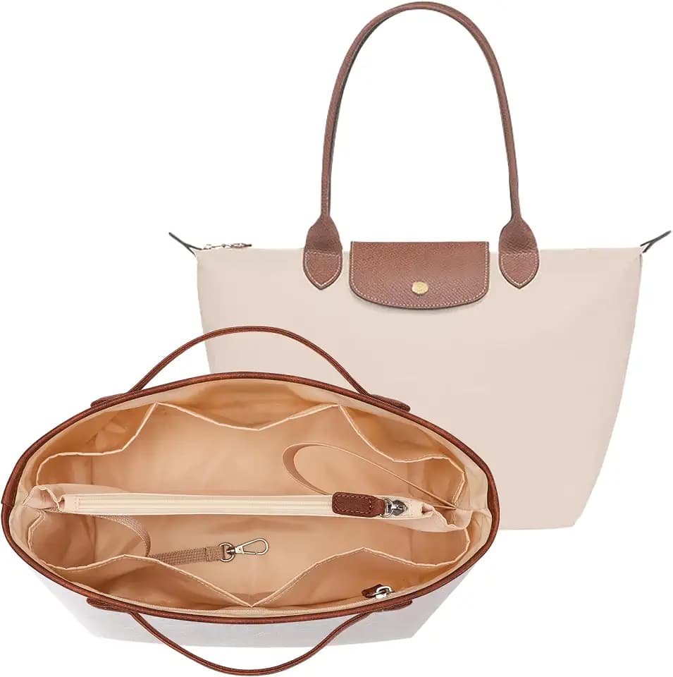 KALIDI Organizer Bag Insert For Longchamp Le Pliage M Xtra, Medium White