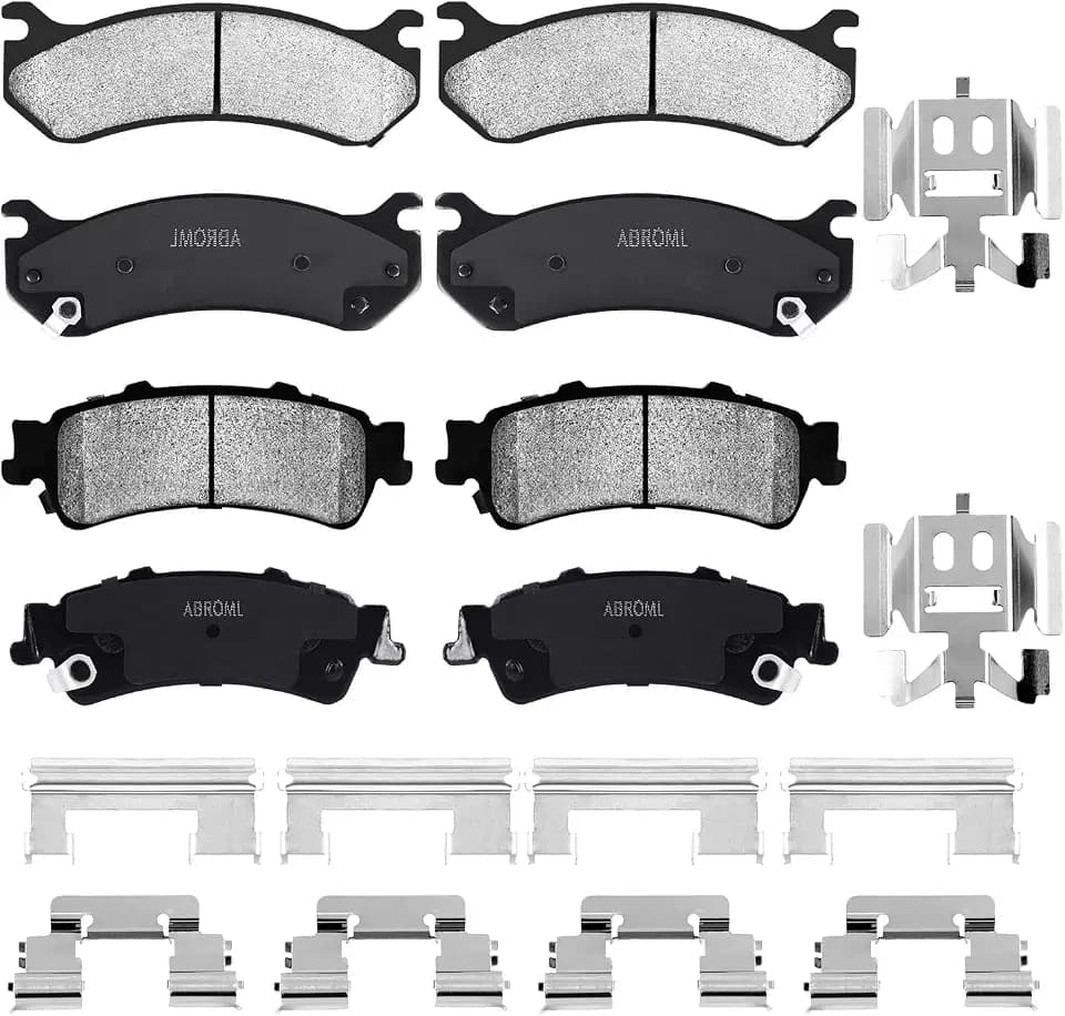 Front & Rear Ceramic Disc Brake Pads Set Fit for Chevy Silverado 1500 99-06, for Suburban 1500 & Tahoe 00-01, for GMC Sierra 1500 99-06,for Yukon 00-01, for Astro Safari, 8PCS