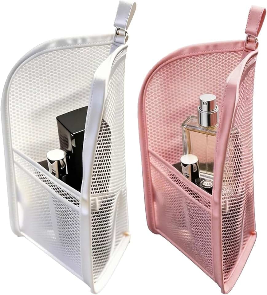 2PCS Stehende Kosmetiktasche, Klappbare Reise-Kulturbeutel mit Klare Aufhängung, Große Kapazität wasserdichte Eva Organizer für Zahnbürste & Toilettenartikel (Pink + Weiß)