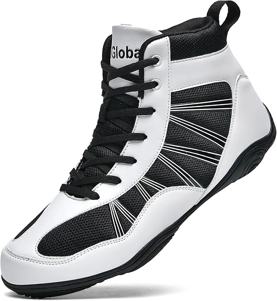 DimaiGlobal Men's Wrestling Shoe Boxing Shoes Zero Drop Sole High Top Fighting Shoes Fitness Sneaker Taekwondo Karate Martial Arts Weightlifting Training Shoes