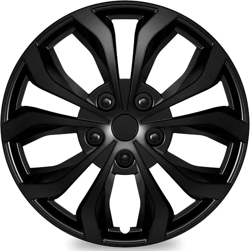 TangMiGe 4-Pack Universal Hubcaps Wheel Covers Replacement R17, Steel Wheel Rim Cover for Most Cars Trucks Sedans SUV, 17" 17 in Hub Caps (Bright Black Color, 17 inch)