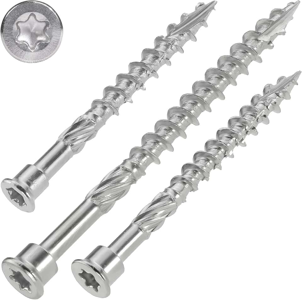 SCREW REBEL Terrassenschraube mit Zylinderkopf 5,0 x 90 mm, Edelstahl gehärtet - Stanzkopfschraube mit ETA Zulassung – 200 Stück, TX25
