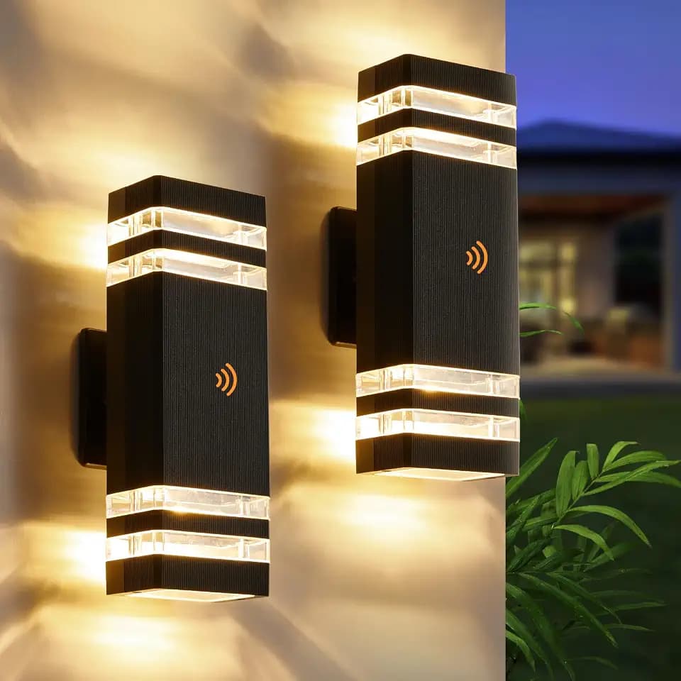 LMP Dusk to Dawn Outdoor Lighting, Wall Sconce with 5w LED Bulbs, Outside Lights for House IP65 Waterproof Aluminum Up and Down Outdoor Lights for House, Garage, Porch, Doorway