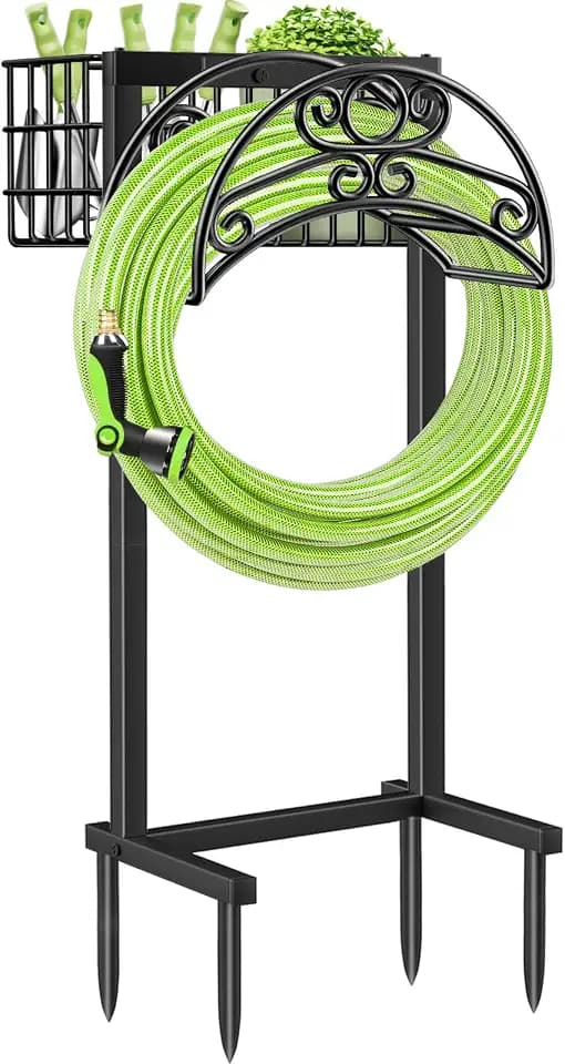 TomCare Garden Hose Holder, 4 Spikes Water Hose Hanger for 160FT Hose