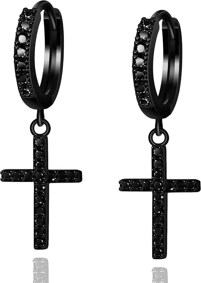 Me&Hz Cross Dangle Earrings for Women Men Cross Huggie Hoop Earrings
