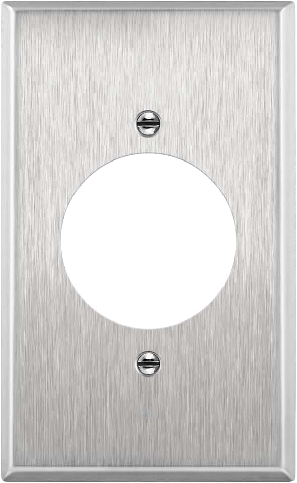 ENERLITES 1.620" Hole Locking Receptacle Metal Wall Plate 1-Gang, Silver