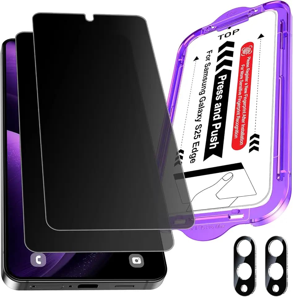 Matte Privacy Screen Protector + Lens Protector for Galaxy S25 Edge