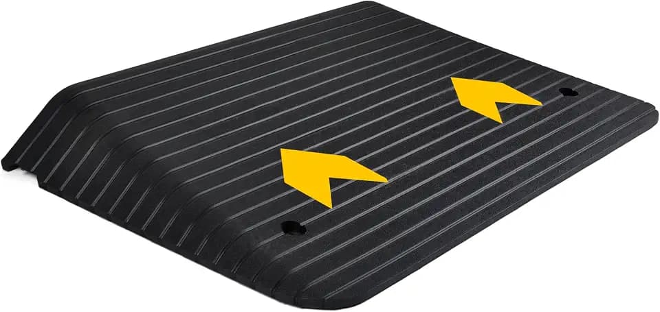 Pyle Rubber Threshold Ramp 4 Inch | Portable, Non-Slip Wheelchair Ramp | Sturdy Built for Indoor Outdoor Use | 3300 lb Capacity & Tool-Free Setup | 35.4 x 24 in | for Scooters, Walkers, Strollers