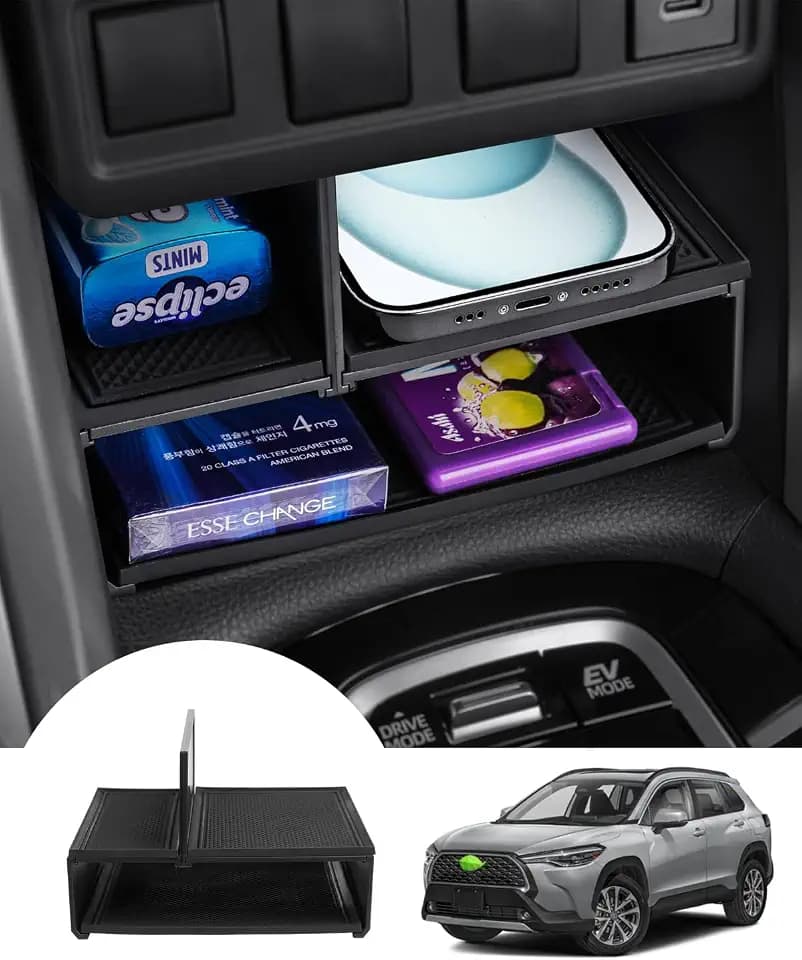Autorder Center Console Organizer for Toyota Corolla Cross 2022 2023 2024 2025 Without Wireless Charger Accessories Armrest Storage Box Secondary Insert Tray Partition Panel Black(NOT for Corolla)