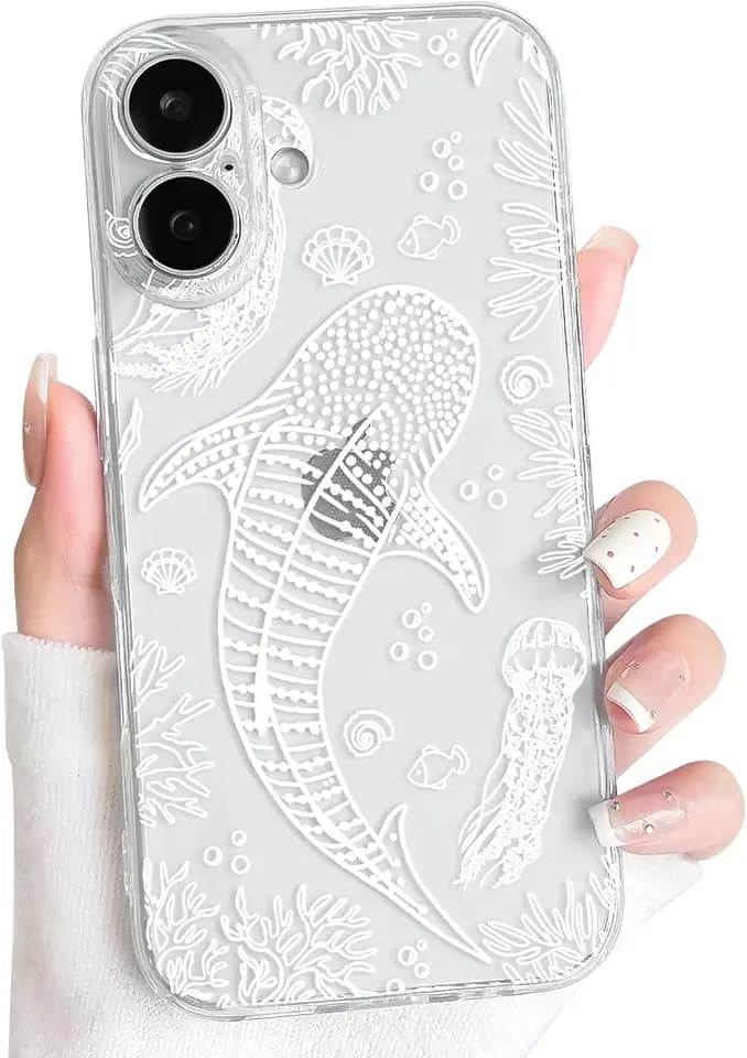 NITITOP for iPhone 17 Case Clear Sea Animal - White Jellyfish
