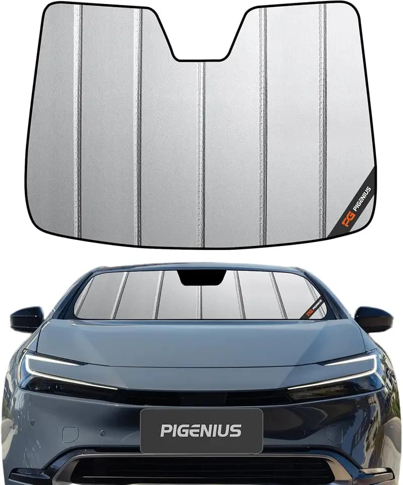 Pigenius Windshield Sun Shade for Toyota Prius & Prius Prime (Gen 5) 2023-2026, Fits LE XLE Limited, Premium Grey Leather Finish