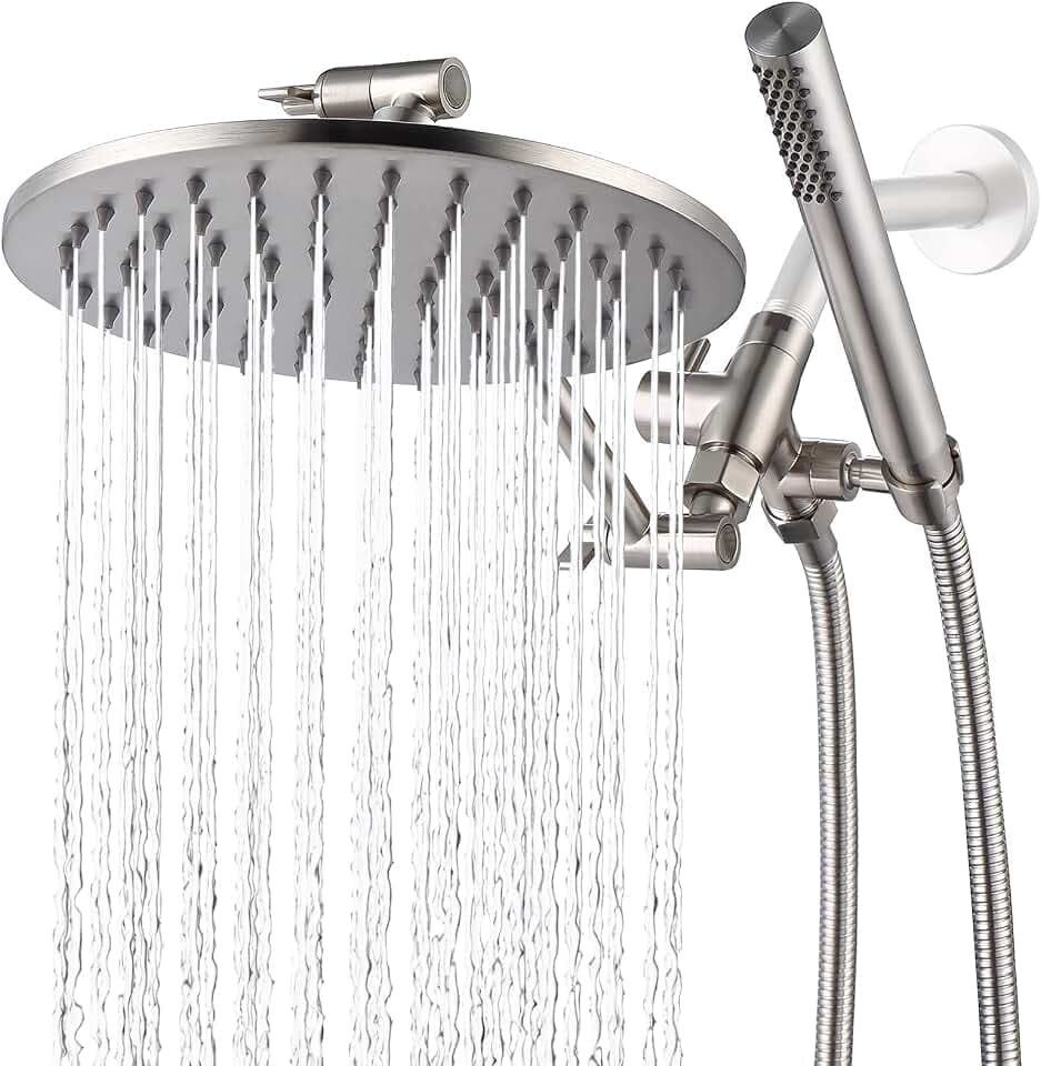 G-Promise All Metal 8 Inch Rainfall Shower Head with Handheld Combo