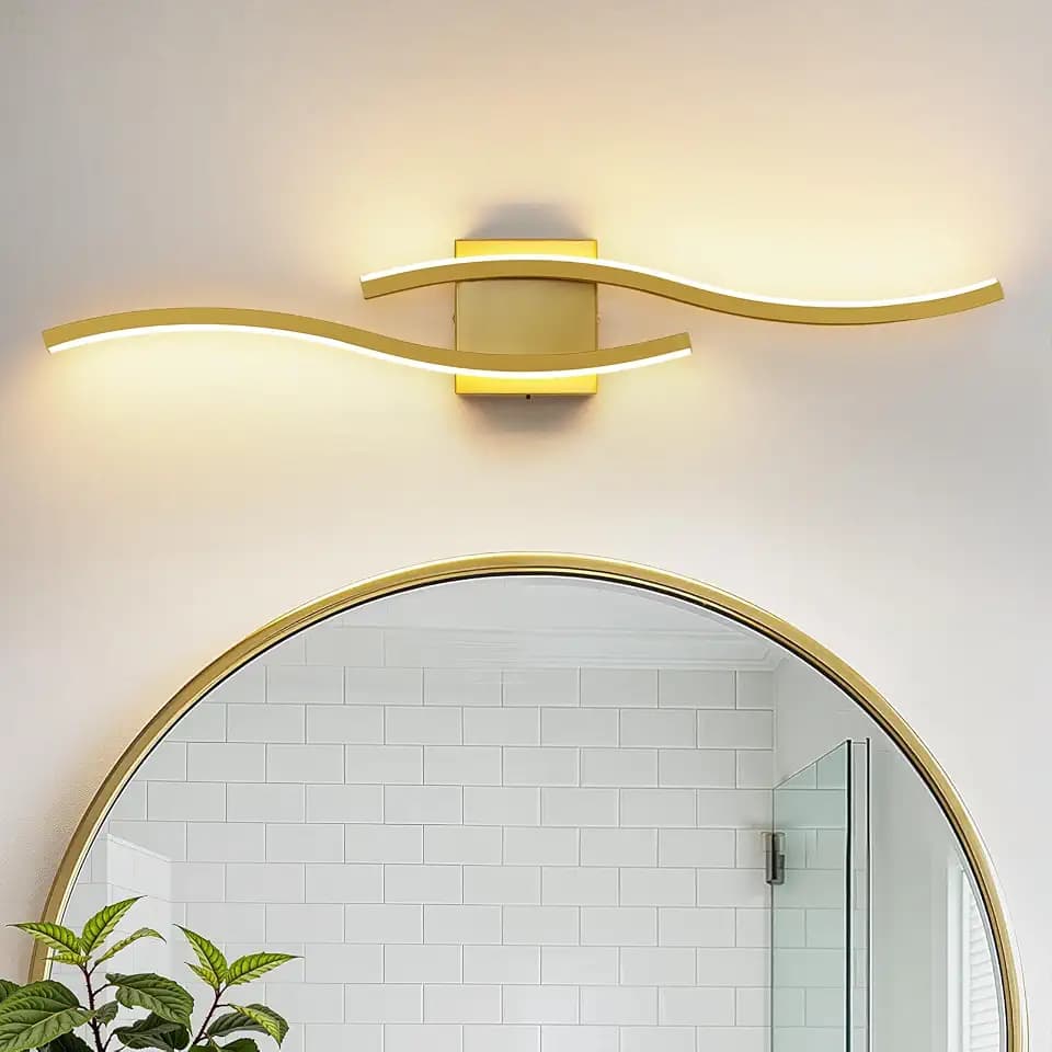 Gold LED Bathroom Vanity Lights: 31.5 Inch 20W Bathroom Lighting Fixtures Over Mirror 5CCT Dimmable 2700-5000K Vanity Lights Modern Bath Sconces Wall Light for Mirror Cabinets Bedroom Living Room