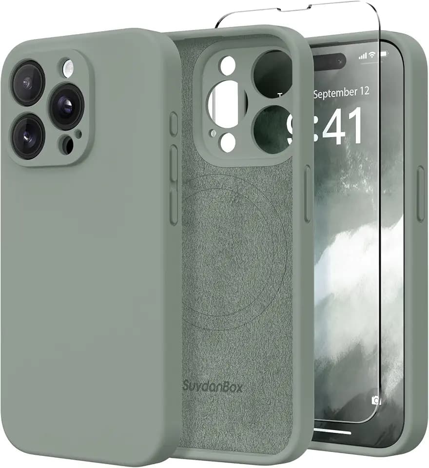 Magnetic for iPhone 13 Pro Case Silicone Calke Green