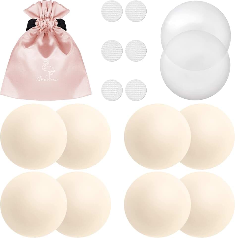 Gmumu® Nippelpads – Damen Nipple Cover mit Brustwarzenschutz Nipple Pads wiederverwendbar & waschbar - dünne Selbstklebende Brustwarzen Nippelabdeckung aus hypoallergenem Silikon mit Tasche, 8 cm