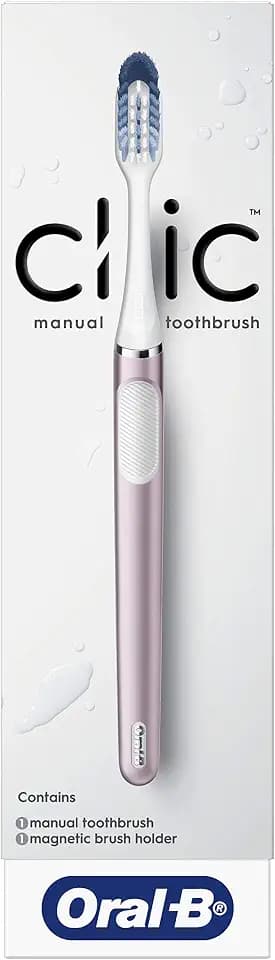 Oral-B Clic Toothbrush, Rose, with Brush Head and Magnetic Toothbrush Holder