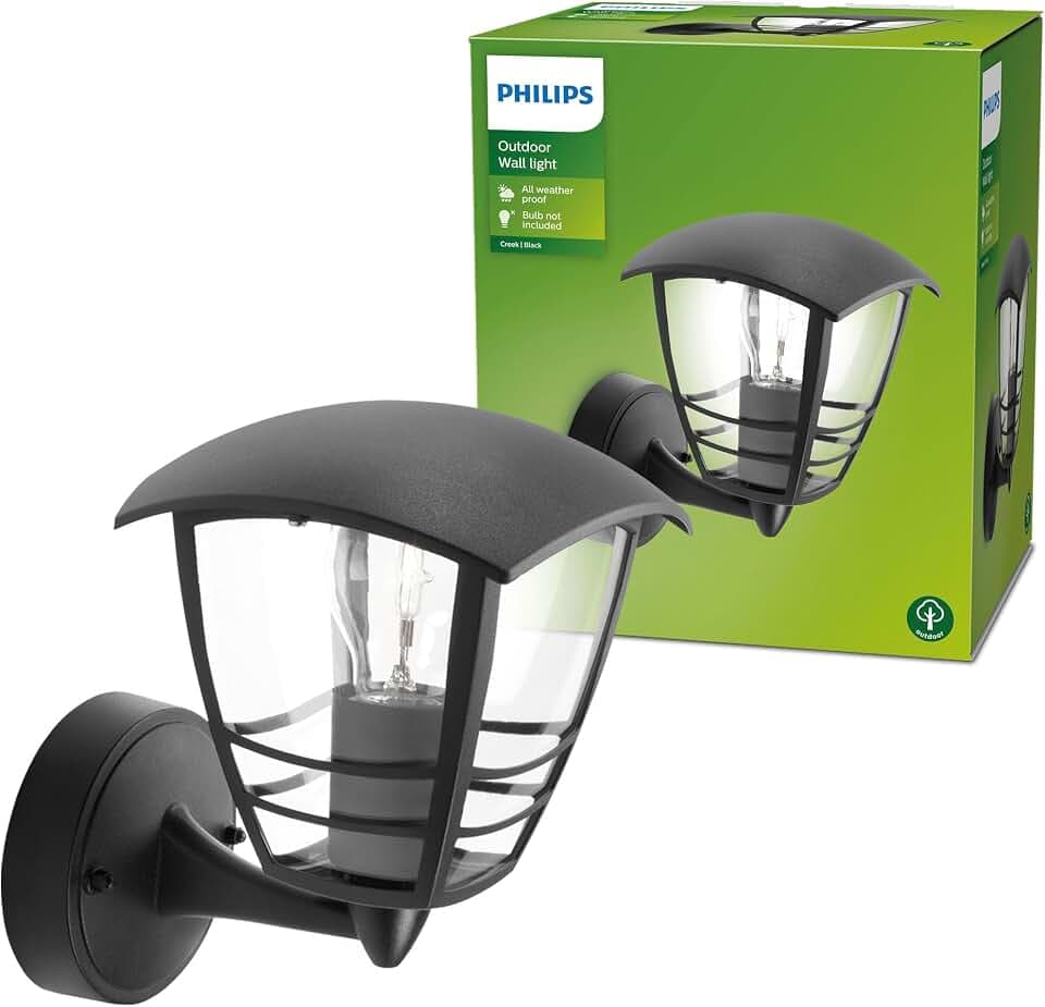 PHILIPS Creek Außen-Wandleuchte, Outdoor-Lampe, Aluminium, Schwarz