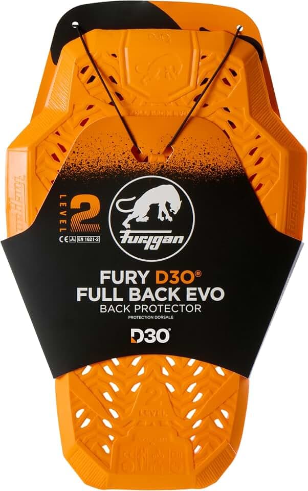 Furygan Full Back Fury D3O EVO Level 2 zugelassener D3O-Rückenprotektor zertifizierter Motorradschutz Leichter, Flexibler Komfort Belüftungssicherheit, Orange Version 2024