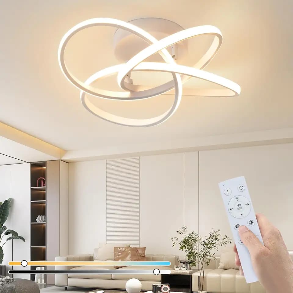 Homefire Deckenlampe Schlafzimmer LED Deckenleuchte Blume 46W Dimmbar Weiß