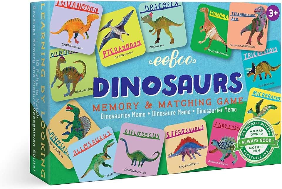 eeBoo Little Dinosaurs Memory & Matching Game, Ages 3+, 1-4 Players