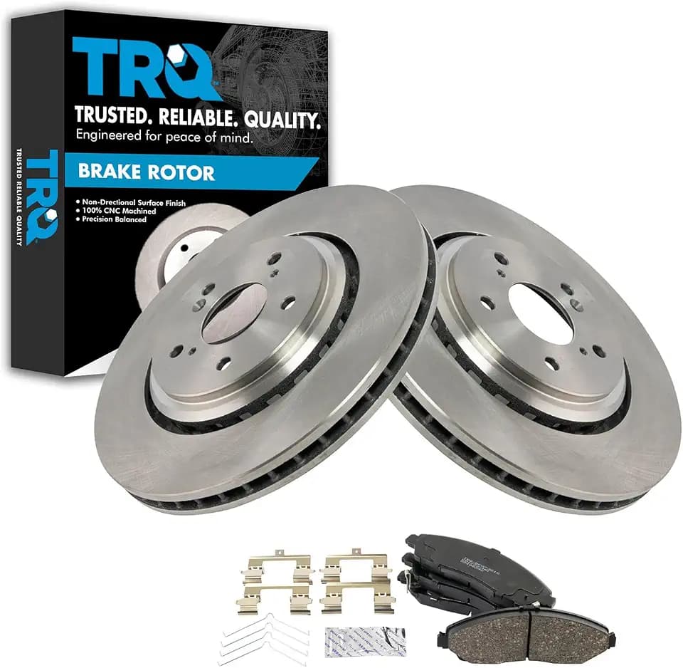 TRQ Front Brake Pad and Rotor Set Ceramic Vented Rotors
