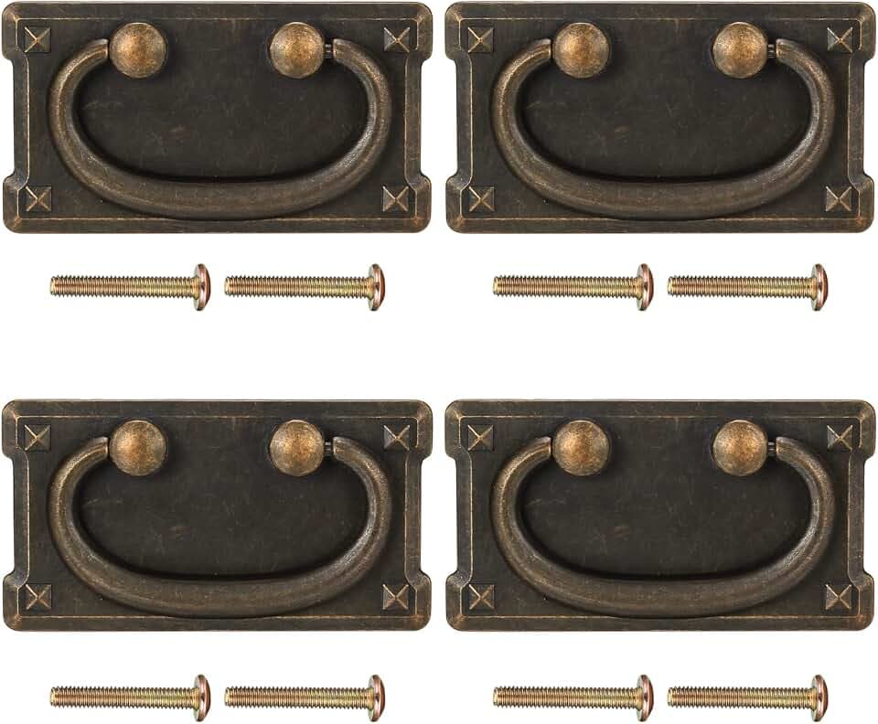 4 Stück Retro Möbelgriffe, Vintage Türgriffe, Antik Schubladengriffe, Schrankgriffe Möbelknöpfe Griffe für Truhen Schränke Küche Kommoden Schublade Vintage - 95x51 mm