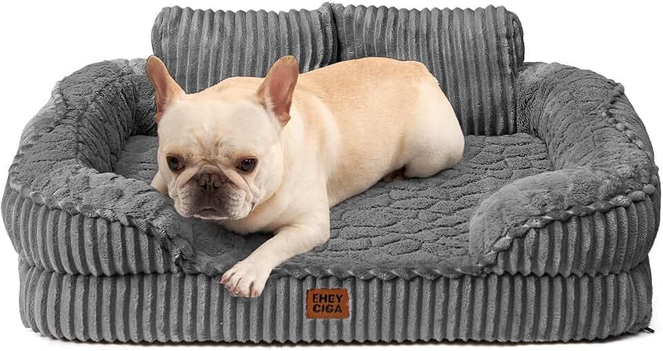 EHEYCIGA Orthopädisches Hundebett Kleine Hunde, 76x51cm, Grau