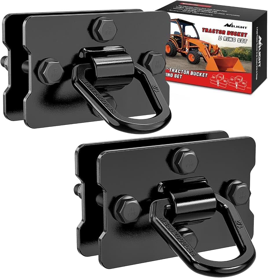 Nilight D-Ringe für Anhänger, robuste Anhänger-Spannringe, Güteklasse 70, geschmiedeter Stahl, mit Rückplatten für Traktor, Eimer, Wohnmobil, UTV, LKW, MBS, 5, 443 kg, Schwarz, 2 Stück