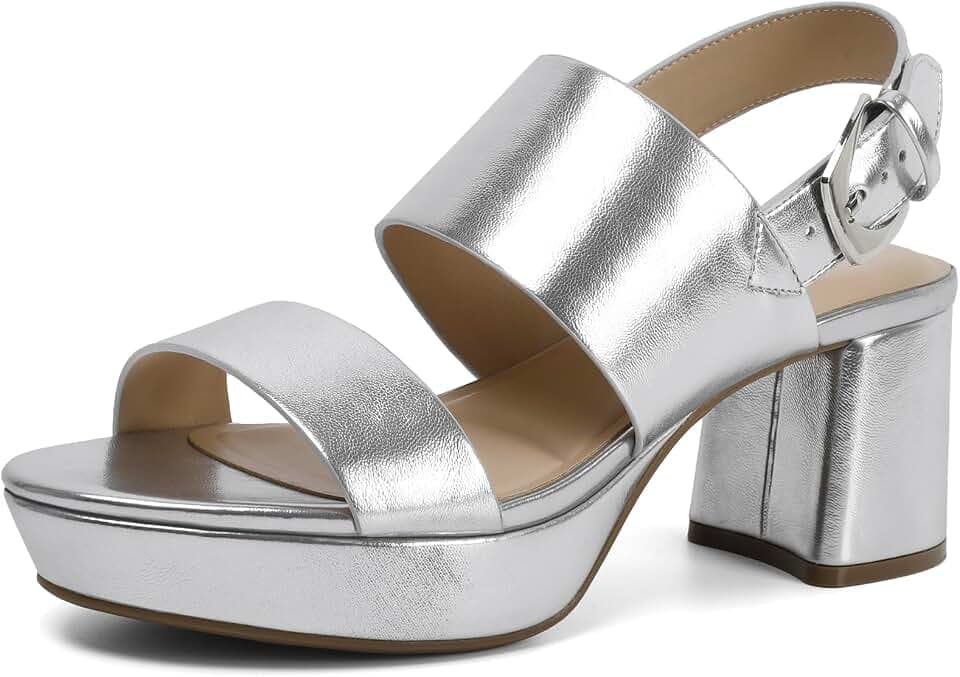 RIBONGZ Block Heels Prom Heeled Sandals for Women Chunky Square Open Toe Strappy High Heels Ankle Strap Wedding Bridal Shoes High Heel Sandals for Party Dress