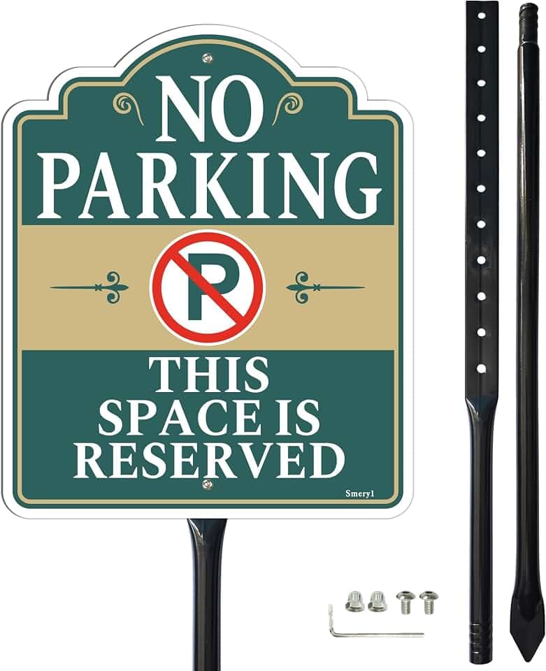 No Parking This Space Is Reserved Sign with 34.6" Stake for Yard