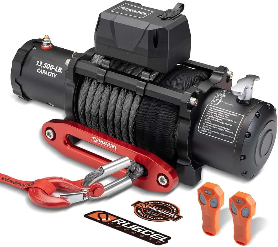 RUGCEL WINCH 13500lb 12V Electric Synthetic Rope Winch