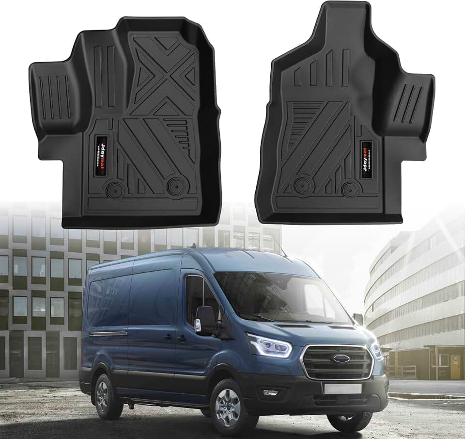 Custom Fit for 2020-2026 Ford Transit 150/250/350 Floor Mats Front Liner 2 Pcs TPE All Weather Accessories (No Transit Connect) (for 2020-2026 Ford Transit)