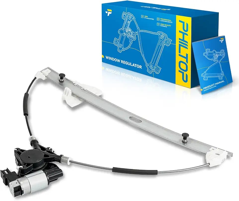 PHILTOP 748-083 Front Left Driver Side Power Window Regulator with Motor Compatible with 2006-2010 2012-2013 Mazda 5 Replace OE# G22C5958XC, 748083, C23559590B, C23559590A (2 Pins)
