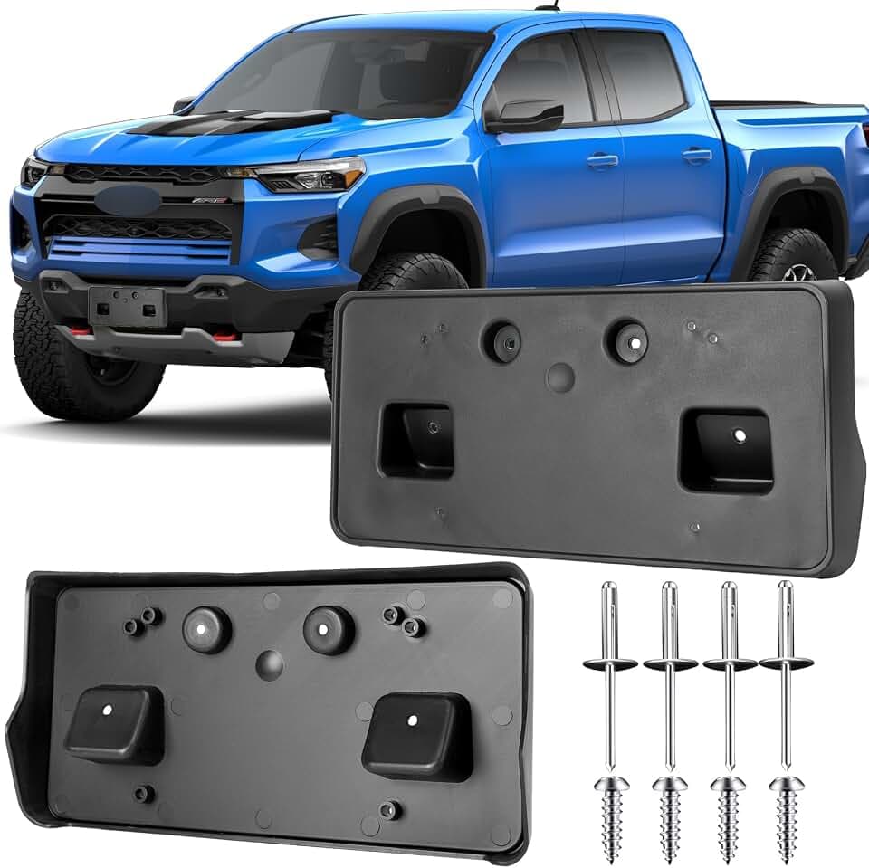 License Plate Bracket Accessories for Chevrolet Chevy Colorado 2023 2024 2025 2026（Only Fit ZR2, Front Bumper License Plate Holder Replacement Frame Black Mount