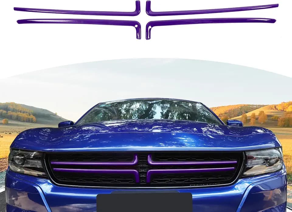 RT-TCZ for Charger Front Grill Grille Inserts Trim Cover Purple for Dodge Charger 2015 up Purple Exterior Accessories 4pcs