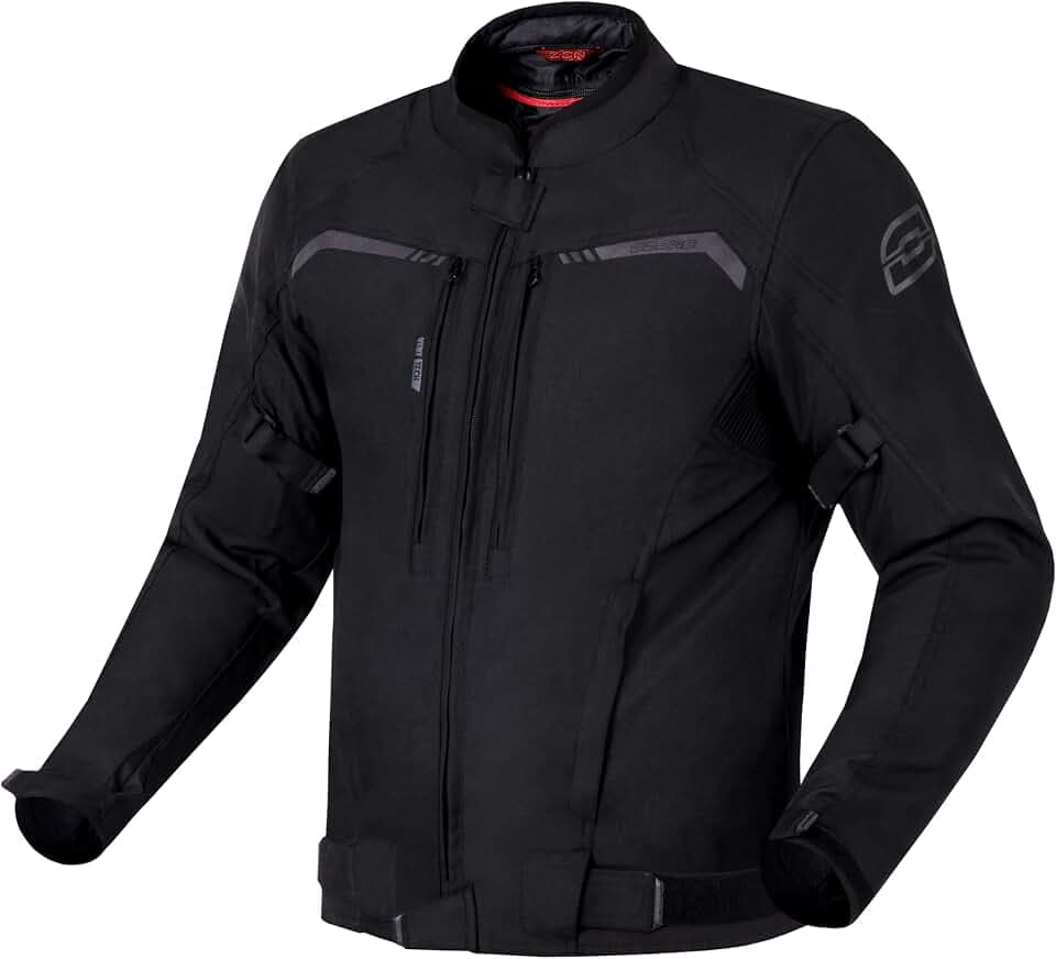 OZONE MOTO Delta IV Motorradjacke Herren | Wasserdicht Membran | Ellbogen und Schultern Protektoren | 3 Belüftungskanäle | Reflektierende Elemente | 4 Taschen | Größen bis 13XL