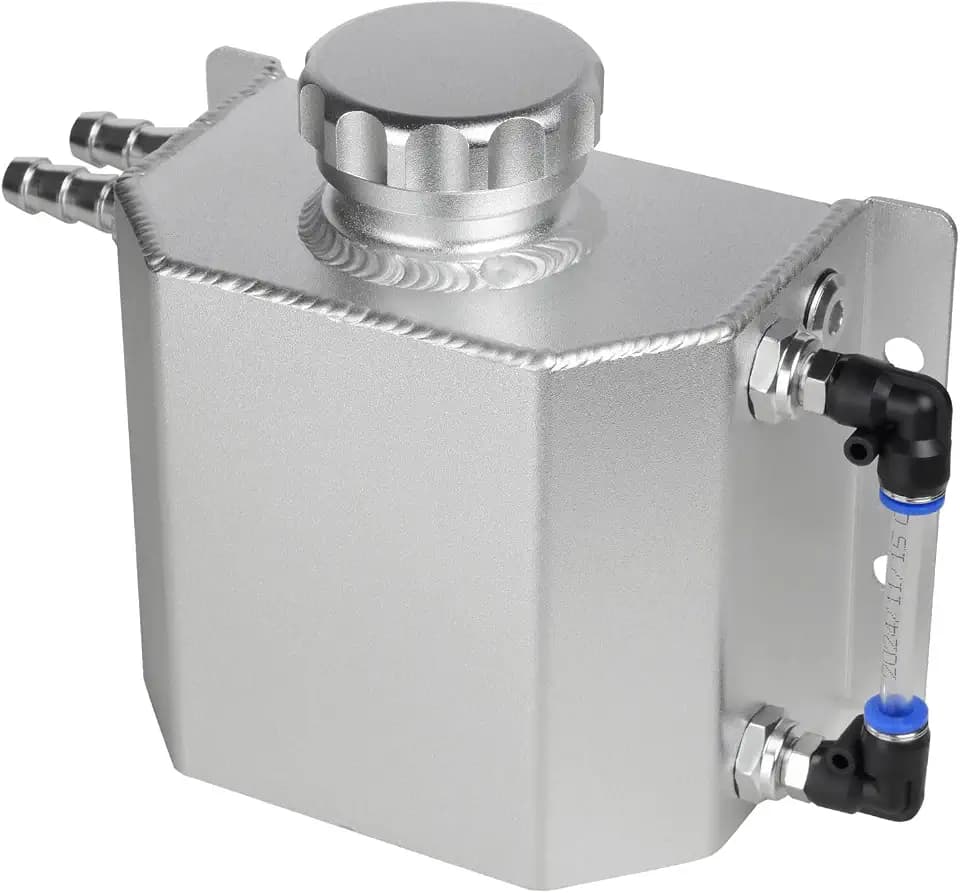 Coolant Reservoir Tank, 1L Aluminum Radiator Overflow Tank Silver