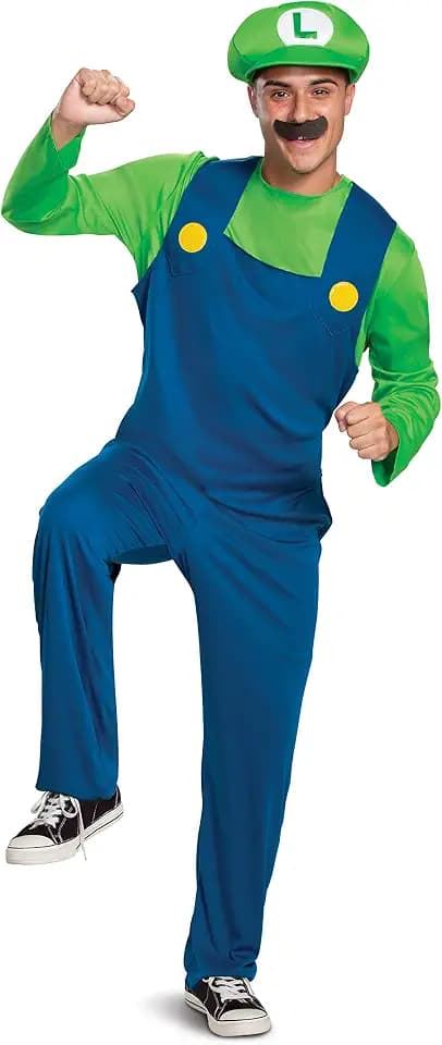 Disguise Adult Luigi Costume, Official Nintendo Super Mario Bros Luigi Adult Costume With Hat and Mustache