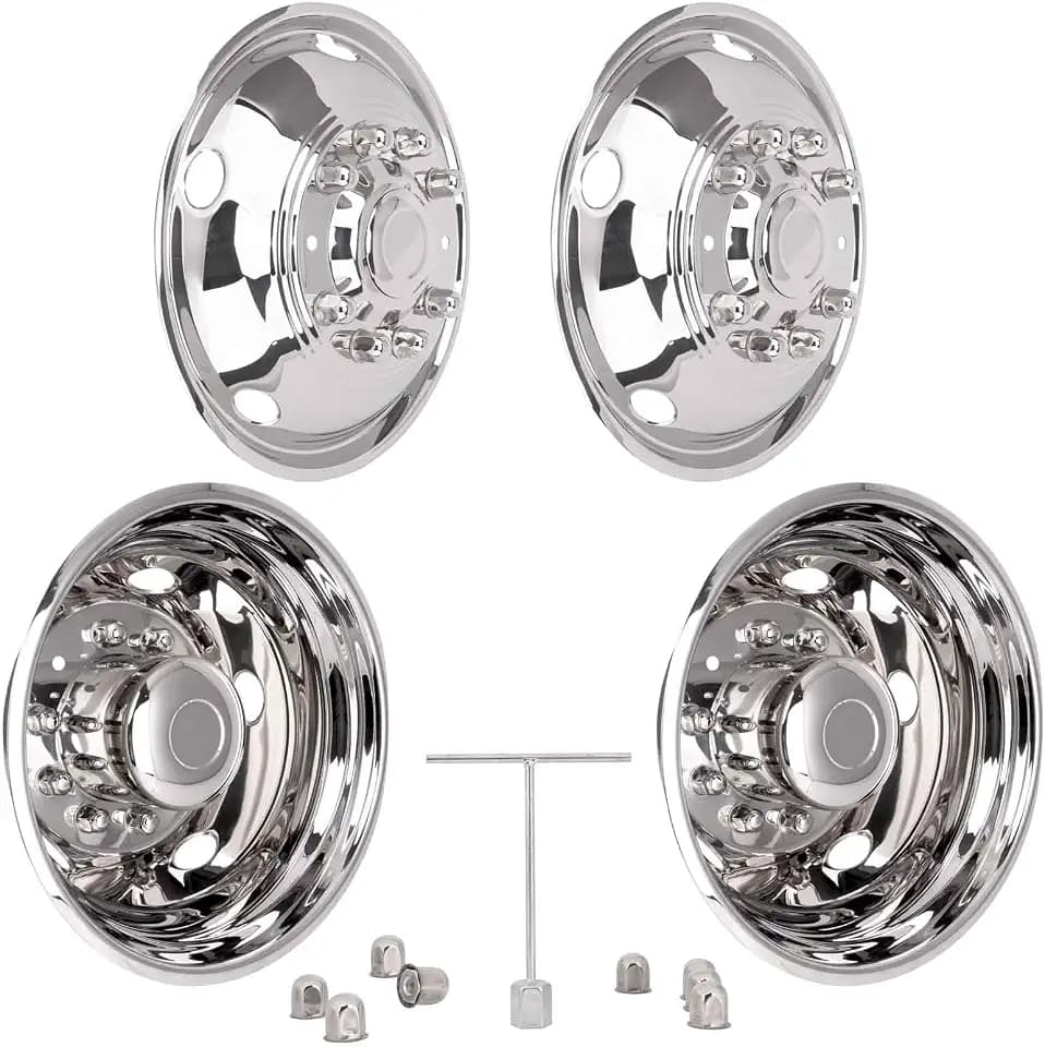 19.50 inch Wheel Simulators - 19.5" x 6.0" 10 Lug Wheel Simulators - Perimum L304 Stainless Steel Dually Simulators Kit - Wheel Cover mainly for 2005-2021 Ford F450 F550 Truck, dually Wheels